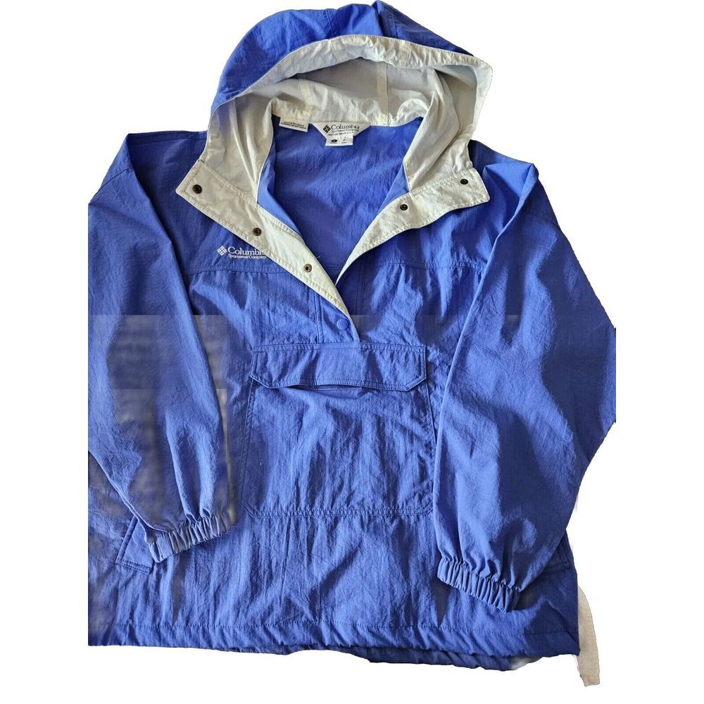 VINTAGE 90s COLUMBIA EMBROIDERED NYLON PULLOVER WINDBREAKER ANDORAK Womens LG